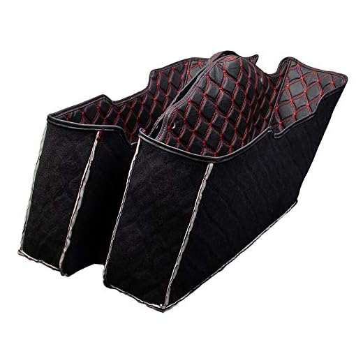 Moto Onfire Saddlebag Liners, Red Thread Stitching, Bag Inserts Fit for Harley 2014+, Factory Saddlebag Bottoms(Non-Stretched, Non-Tapered)
