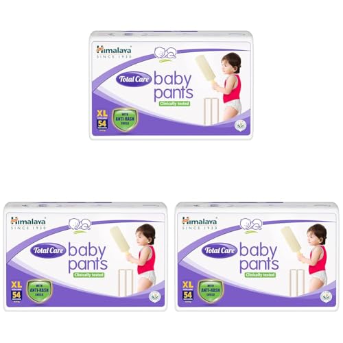 Image of Himalaya Total Care Baby Pants Diapers, Extra Large (12-17 kg), 54 Count, With Anti-Rash Shield, Rapid Absorption, Superior Comfort, Clinically tested (Pack of 3)
