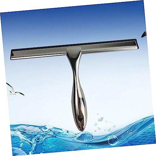 Image of Stainless Steel Window Squeegee with Comfortable Grip Cleaning Tool for Mirrors Shower Doors Windows and Tiled Surfaces for Daily Use
