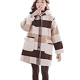[G-UYO] 子供服 ロング ジャケット キッズ コート 女の子 アウター 防寒 防風 チェック柄 フード付き 裏起毛 通園 通学 普段着 暖かい 可愛い おしゃれ 秋冬 110-160 (モカ, 120)