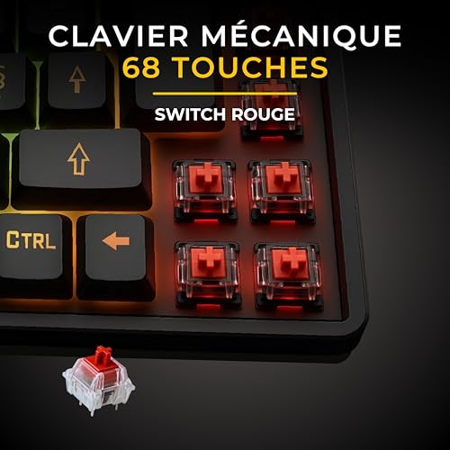 Clavier Gamer Switch Rouge 65% Combo Titanium avec Anti-Ghosting Total - 4