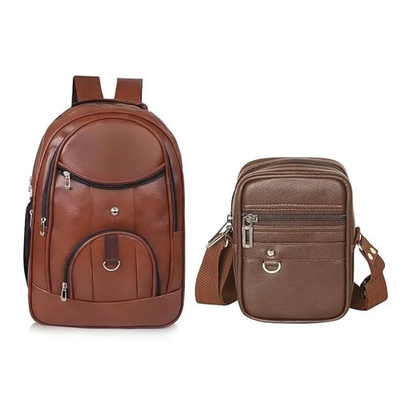 Stylish Brown Faux Leather Backpack, Waterproof Laptop Bag with Multiple Compartments, Office College Travel Daypack-image-18