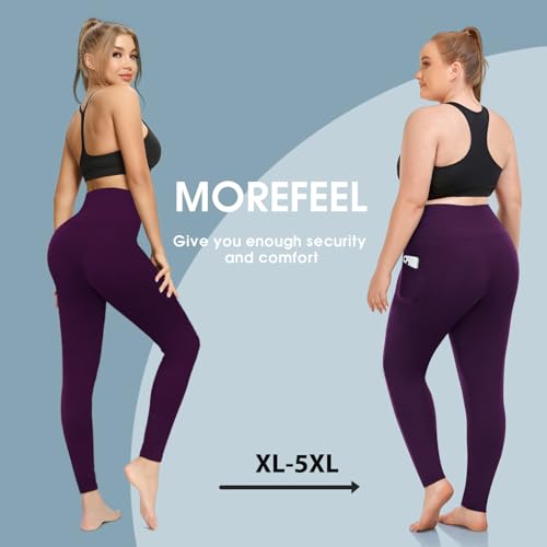 Image of MOREFEEL 3 Pack 8 inch High Waisted Biker Shorts for Women, Casual Summer Knee Length Tummy Control Running Athletic Yoga Shorts