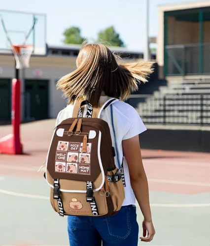 Image of Lushandy Capybara Backpack, Cute Capibara Backpacks Kawaii Kapibara Stuff Large Cartoon Capybara Bag Ita Bag