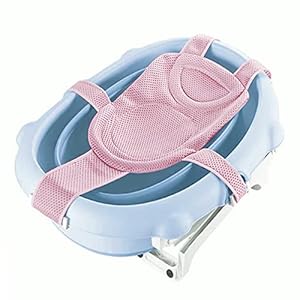 Universal Newborn Baby Bath Net Adjustable Non-Slip Bathtub Support Foldable Shower Bathtub Support Net Bath Seat for 0-24 Months (C Style-Pink)