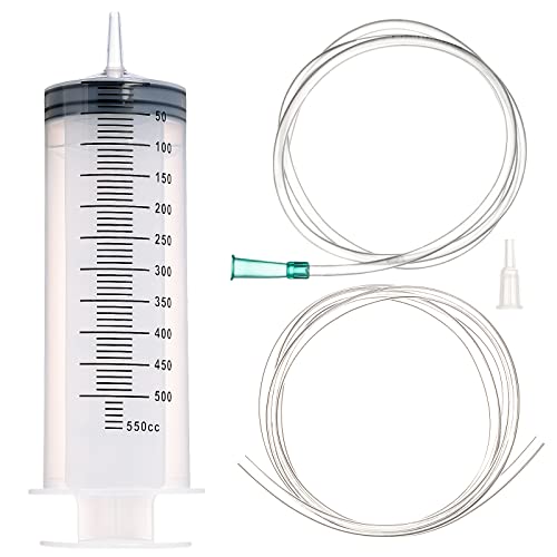 Image of 500ml /cc Syringes with Tube 40 Inch Handy Plastic Tubing and Adapter Tip
