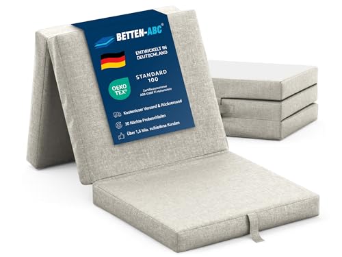 Betten-ABC - Faltmatratze Sand (3-TLG.) - ideale für Gäste - Klappmatratze für Reisen, Camping & Kinder zum Spielen - Oeko-TEX-Zertifiziert - Bezug...
