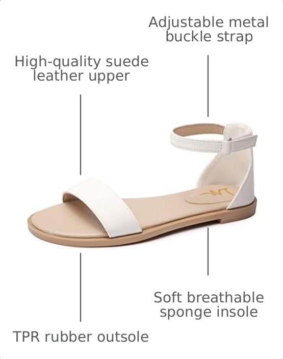 Image of LM Women's Flat Sandals Open Toe One Band Ankle Strap Sandals Casual Summer Flat Sandals