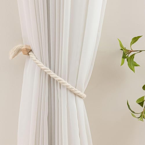 Magnetische Vorhang Raffhalter 2 Stück, Raffhalter für Vorhänge Gardinenhalter Baumwolle Seil Curtain Rope Buckle, Vorhangbinder Gardinen Raffhalter für Zuhause Schlafzimmer Büro Dekorativer Vorhang