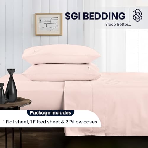 Image of SGI bedding RV Short Queen Sheet Set 60x75, 600 TC Egyptian Cotton, 4 Piece Luxury Hotel Collection, Ultra Soft & Breathable, Fits RV Mattress Camper & Trailer, 15 Inch Pocket, Peach