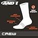 AND1 Men's Socks - Athletic Cushion Crew Socks (24 Pack), Size 6-12.5, White