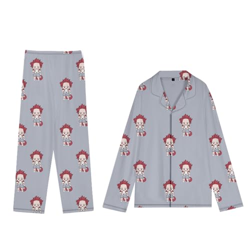 MHA Midoriya Izuku Pyjamas Long Sleeved Top and Bottoms Todoroki Shouto Sleepwear Cartoon Homewear Lounge Wear Adult