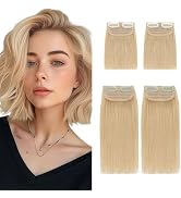SEGOHAIR 4 Pcs Clip in Short Hair Extensions Hair Toppers for Women Real Human Hair for Women Wit...