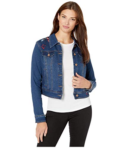 Tribal Jean Jacket w/Embroidery Deep Indigo MD