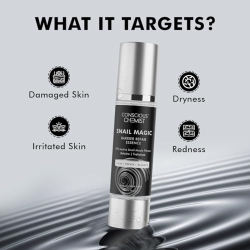 Image of Conscious Chemist Snail Mucin Serum | 50ml | Barrier Repair Essence for Face, 97% Active Snail Mucin Filtrate, Betaine & Trehalose, For Dryness, Damaged Skin, Face Serum for Men & Women - Snail Magic