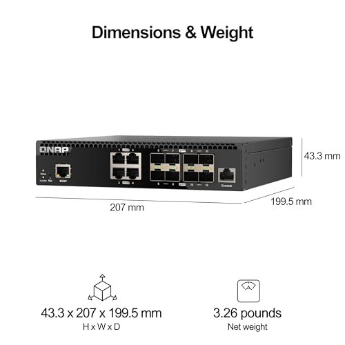 Image of QNAP QSW-M3212R-8S4T-US 12-Port Half-Width Rackmount 10GbE Switch | Managed Network Switch, Layer 2, Web Management