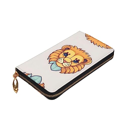 Cartoon cute little lion Long Zip Clutch Wallet - Unisex Phone Case with Credit Card Slots, Coin Compartment, Cash Slot3