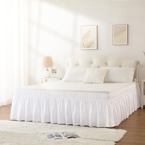 RIMELA White Bed Skirt Queen Size 18 Inch Drop, Elastic Bed Skirting for Bed Base and Frame, Bedding Dust Ruffle Easy to Install, Lightweight Wrap Around Adjustable Bedskirt - Image 7