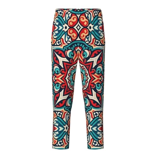 Pajama Pants Pajama Bottoms with Elastic Waistband Sleepwear Lounge Pants, Mandala Flowers 1