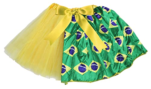 Petitebelle Tutu en tulle pour femme sur le thème du Brésil, Jaune/Drapeau, Taille unique