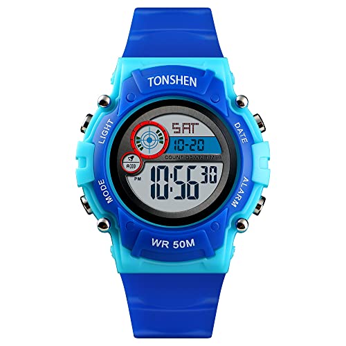 TONSHEN Relojes Niños Deportivo Múltiples Colores LED Luz Impermeable 50M Resistente al Agua Digital Electrónica Multifuncional Plastico Reloj de Pulsera y Goma Correa (Azul2) TONSHEN Relojes Niños Deportivo Múltiples Colores LED Luz Impermeable 50M Resistente al Agua Digital Electrónica Multifuncional Plastico Reloj de Pulsera y Goma Correa (Azul2)