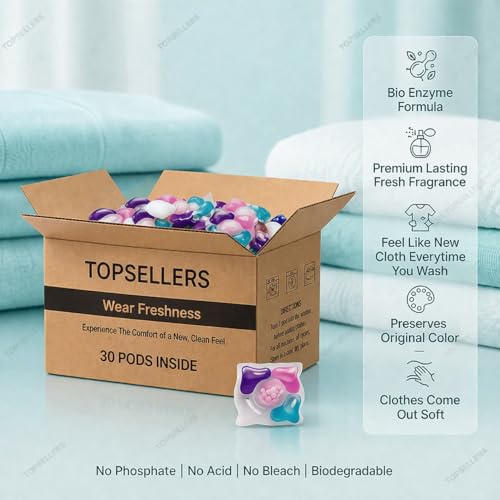 Image of 5-in-1 Magic Laundry Detergent Pods Pro | Tough Stain Remover for Top & Front Load Washing Machines | Floral Fresh Fragrance | Eco-Friendly Dissolvable Pods | 1 Pod = 1 Wash (5-7kg Load) (PACK OF 50)