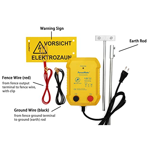 Foto von FenceMate 230V Weidezaungerät 1 Joule Output für 4 bis 20 km, niedrige Impedanz Spitzenspannung 10kV für Geflügel, Vieh, Hobbytiere, Haustiere, Steuergerät zum Schutz von Gärten und Grundstücken