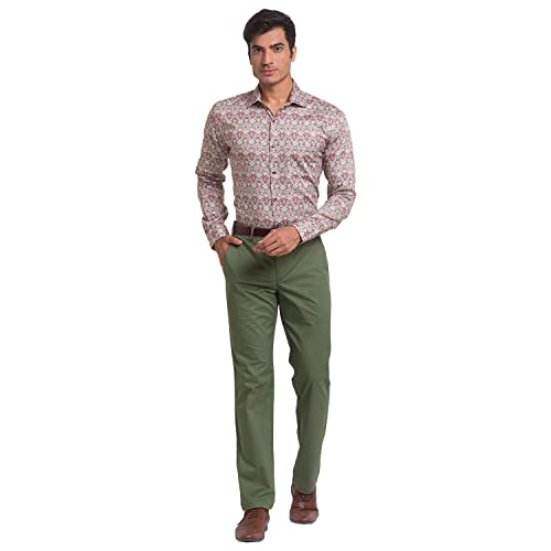 Image of Park Avenue Men Super Slim Fit Solid Pattern Cotton Spandex Blend Flat Front Formal Chinos