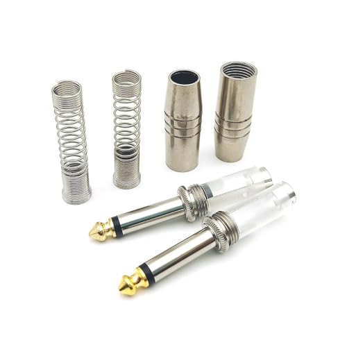 Image of 6.35mm DIY Mono Plug Adapter (6 Pieces) 6.35 mm Mono Connector Adaptor with Spring for Protecting Cable