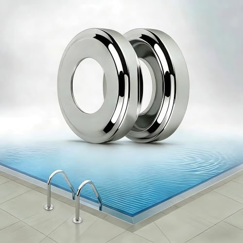 Stainless Steel Pool Handrail Covers, Fits 1.9" Tubing, Rust-Proof Escutcheon Plates & Safety Trim Rings for Deck Anchors, 304 Stainless Steel, Mirror-Polished Finish (2)