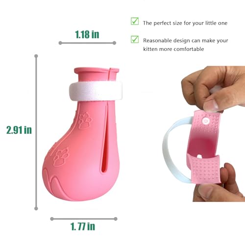 Image of Scratch Cover for Nursing Rehabilitation Cat Boots for Cats Only,Adjustable Cat Bathing Gloves(Pink-c)