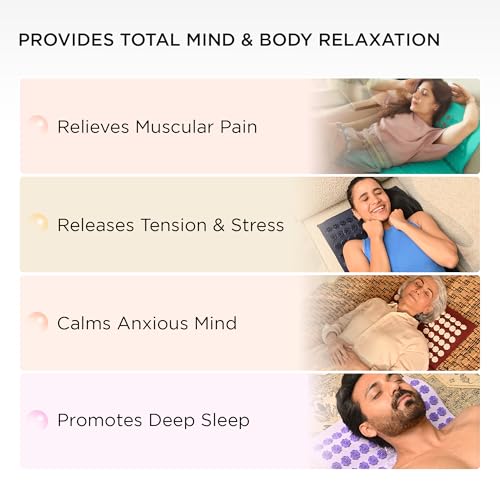 Image of Core Asana Acupressure Mat Massager for Foot, Back, Neck and Joint Pain Relief, Reduce Stress & Tension with Pillow, Reflexology Accupressure Set (Asparagus Green)