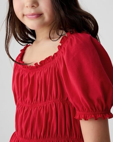 Image of Gap Kids Girl Relaxed Fit Solid Shortsleeves Square Neck Blouse