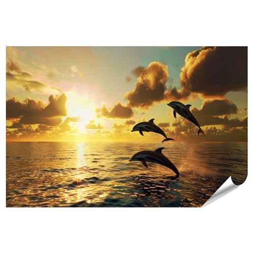 islandburner XXL Bild Poster Delfine beim Sonnenuntergang im Ozean für Wohnzimmer Meeresliebhaber Massagestudio Premium Bilder Fotodruck islandburner XXL Bild Poster Delfine beim Sonnenuntergang im Ozean für Wohnzimmer Meeresliebhaber Massagestudio Premium Bilder Fotodruck