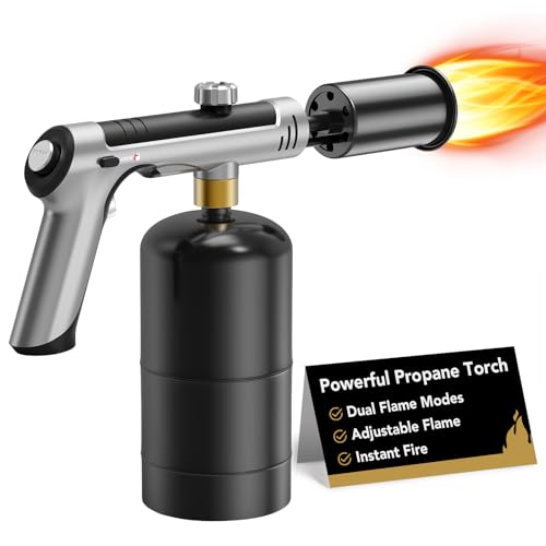 Potente antorcha de propano para cocinar, Sous Vide, antorcha de cocina ajustable con fuego máximo de un solo toque, antorcha culinaria para asar filetes, barbacoa y fogata (tanque no incluido)