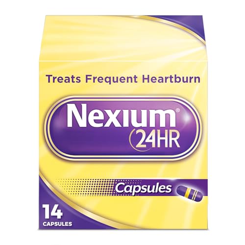 Nexium 24HR Acid Reducer Heartburn Relief Capsules for All-Day and All-Night Protection from Frequent Heartburn Heartburn Medicine with Esomeprazole Magnesium - 14 Count