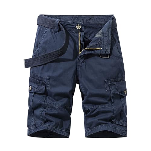 MOKBAY Pantalones Cortos Hombre con Bolsillos Pantalon Corto Camuflaje Blancos Compra Online Trabajo Lino 3XL Cuerda Azul Lisas Cremallera Bolsillos Vestir Elasticos Algodón Bermudas Hombre Azul 3XL