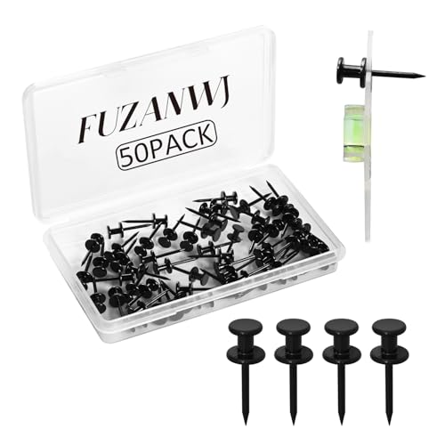 Image of FUZANWJ 50Pcs Double Headed Picture Hanging Nails | Thumb Tacks for Wall Hanging, Renter Friendly Decor, For Drywall or Wooden Wall, Home Office Photo Decorations