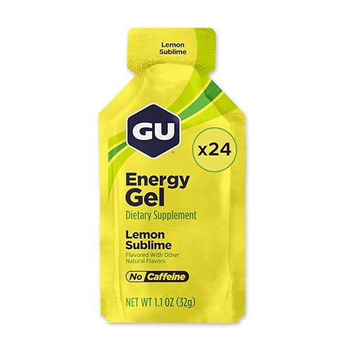 GU ENERGY GEL - Citron - Boîte de 24 gels - Gel énergétique - Sodium - BCAA - Idéal pendant l'effort 100Kcal