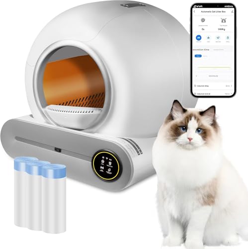 INTELOCO Arenero para Gato Autolimpiable, Inteligente Arenero automatico Gatos Caja dearena Extragrande de 65L+9L Cuenta con esterilización, Control de aplicación