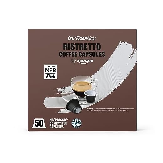 by Amazon Cápsulas de Café Ristretto 85% Arábica 15% Robusta, 50 Unidad, Paquete de 1