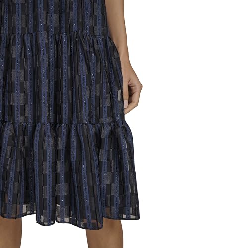 Image of Calvin Klein Women's Sleeveless Mock Neck Smocked Knee Length Fit & Flare Dress
