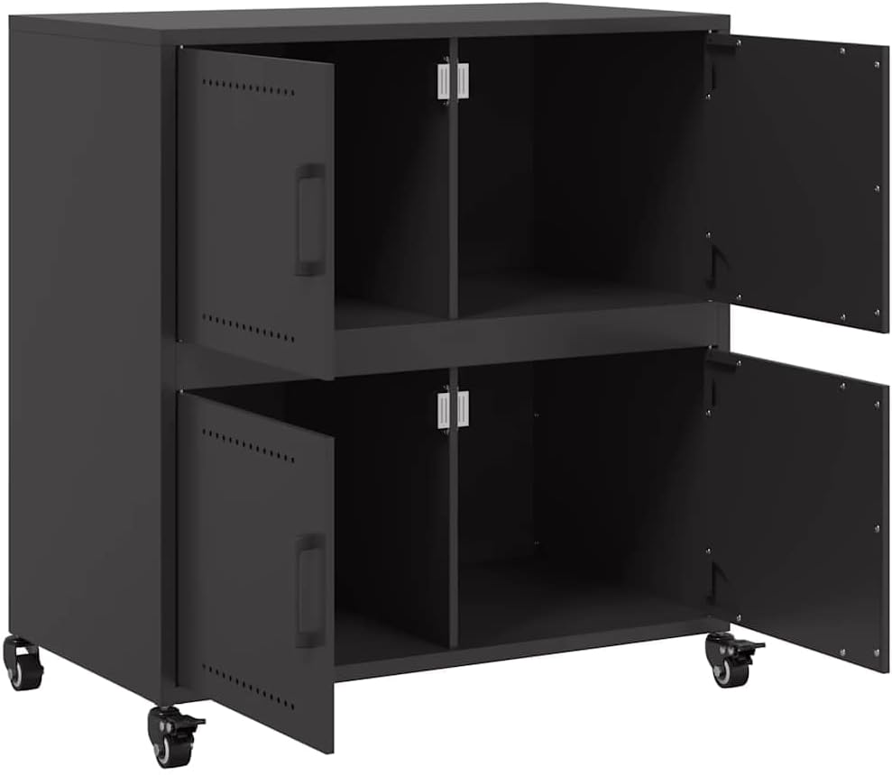 vidaXL Sideboard, Cupboard with Door, Sideboard Cabinet for Living Room, Home Organizer, Storage Furniture, Black Cold-Rolled Steel