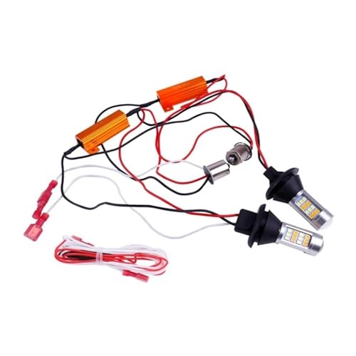 KYPSZQPSH 2pcs BA15S 1156 P21W BAU15S PY21W T20 W21W 7440 42LED Canbus DRL Running Lights Turn Signal Light Dual Mode for Car Lighting(T20 W21W,Red and Amber)