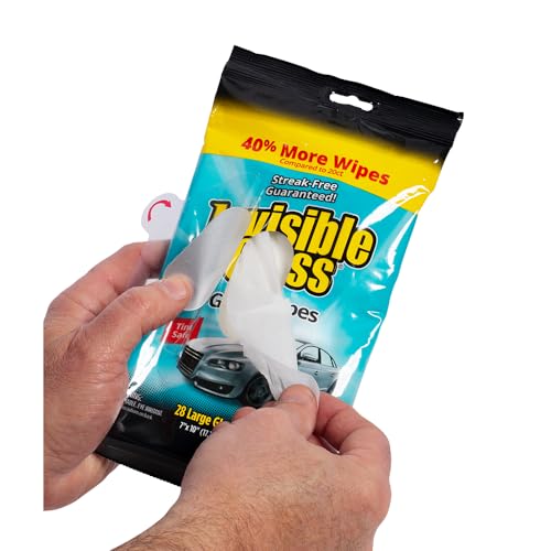 Image of Invisible Glass 90161-6PK Large Glass Cleaning Wipes for Streak-Free Windows, Mirrors, and Glass, Lint-Free, Ammonia-Free, Tint-Safe, for Home and Auto, Flat Pack, 28 Count (Pack of 6)