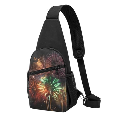 Sac à dos de voyage feux d'artifice noir tendance unisexe pour randonnée décontractée