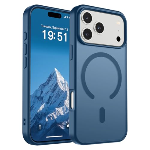 Image of SUPFINE Magnetic for iPhone 17 Pro Case (Compatible with MagSafe)(Military Grade Drop Protection) Translucent Matte Shockproof with Anti-Fingerprint Phone Cover 2025,Deep Blue
