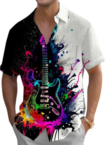 Oheyeseker Camisas de música para hombre, estilo vintage, con