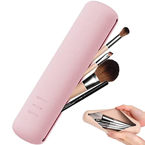 Travel Makeup Brush Holder Silicone Trendy, Rangement Pinceaux Maquillage, Travel Makeup Bag Organizer, Organisateur Pinceaux Maquillage, Pinceau de Maquillage de Voyage Portable Cover