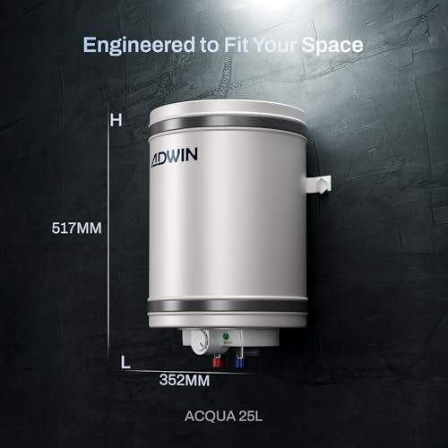Image of ADWIN ACQUA 25L Storage Water Heater (Geyser) | Fast Heating | Copper Heating Element | Stainless Steel Tank | 6 Bar Pressure Support | Energy Efficient | 1 Year Product & 3 Years Tank Warranty
